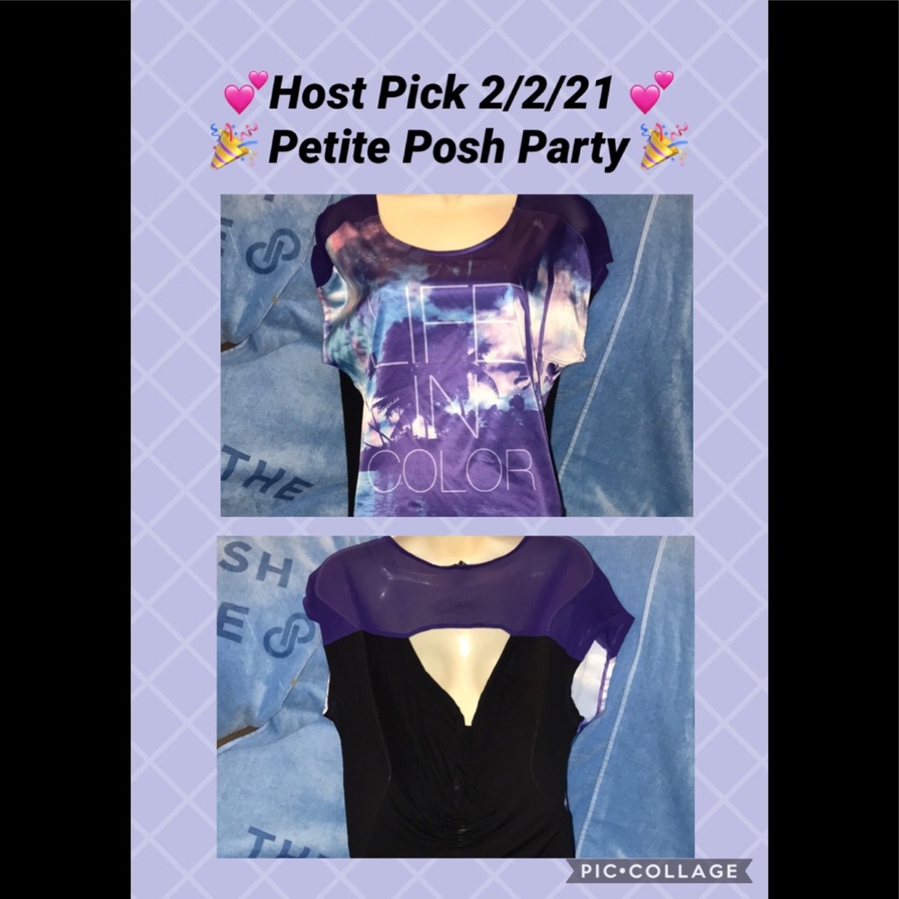 Express S/P top Life in color purple/black